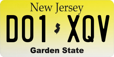 NJ license plate D01XQV