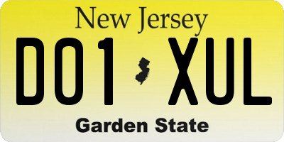 NJ license plate D01XUL