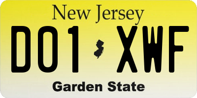 NJ license plate D01XWF