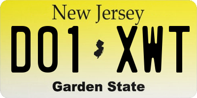 NJ license plate D01XWT