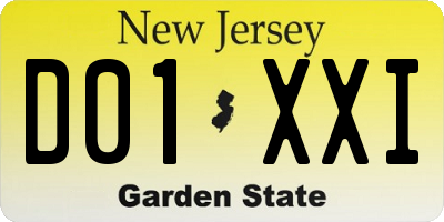NJ license plate D01XXI