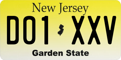 NJ license plate D01XXV