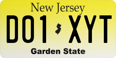 NJ license plate D01XYT