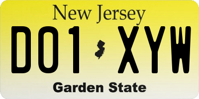 NJ license plate D01XYW