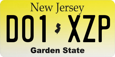 NJ license plate D01XZP