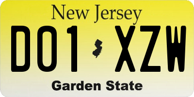 NJ license plate D01XZW