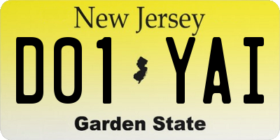 NJ license plate D01YAI