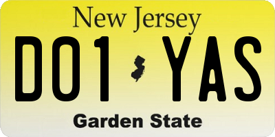 NJ license plate D01YAS