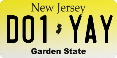 NJ license plate D01YAY