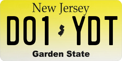NJ license plate D01YDT
