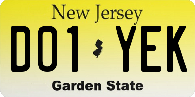 NJ license plate D01YEK