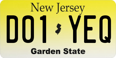 NJ license plate D01YEQ