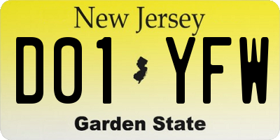 NJ license plate D01YFW