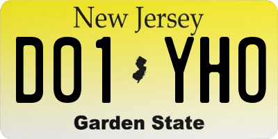 NJ license plate D01YHO