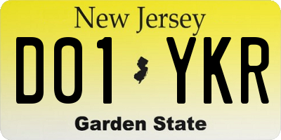 NJ license plate D01YKR