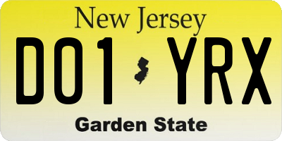 NJ license plate D01YRX