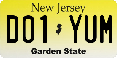 NJ license plate D01YUM