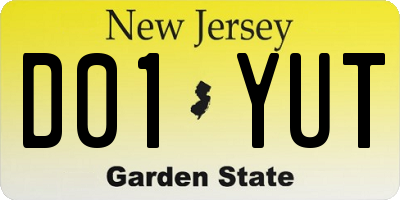 NJ license plate D01YUT