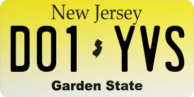 NJ license plate D01YVS