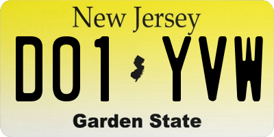 NJ license plate D01YVW