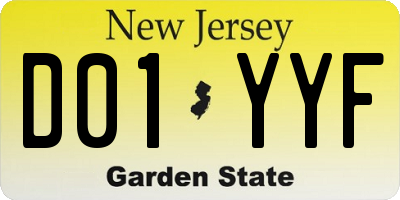 NJ license plate D01YYF