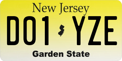 NJ license plate D01YZE