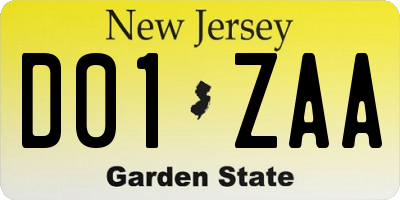 NJ license plate D01ZAA