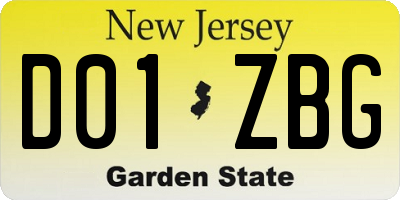 NJ license plate D01ZBG
