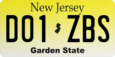 NJ license plate D01ZBS