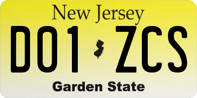 NJ license plate D01ZCS