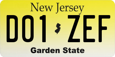 NJ license plate D01ZEF