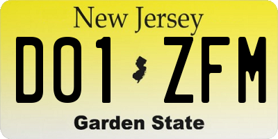 NJ license plate D01ZFM