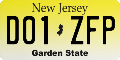 NJ license plate D01ZFP