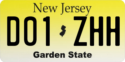 NJ license plate D01ZHH