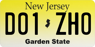 NJ license plate D01ZHO