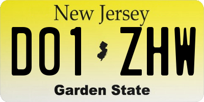 NJ license plate D01ZHW