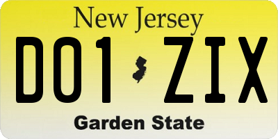 NJ license plate D01ZIX