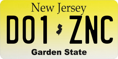 NJ license plate D01ZNC