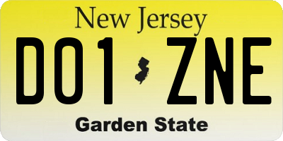 NJ license plate D01ZNE