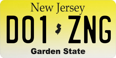 NJ license plate D01ZNG