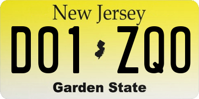 NJ license plate D01ZQO