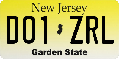 NJ license plate D01ZRL