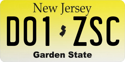 NJ license plate D01ZSC