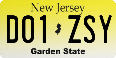 NJ license plate D01ZSY