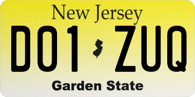 NJ license plate D01ZUQ