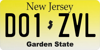NJ license plate D01ZVL