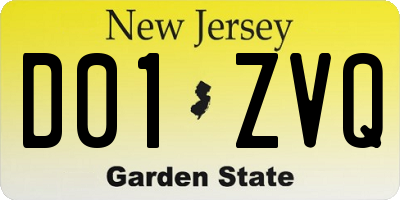 NJ license plate D01ZVQ