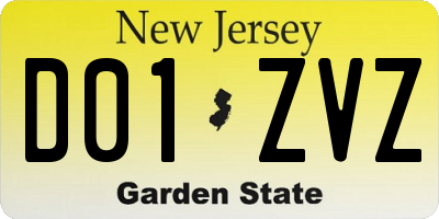 NJ license plate D01ZVZ
