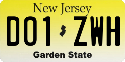 NJ license plate D01ZWH