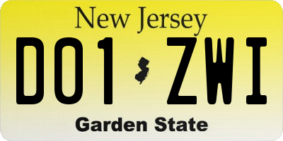 NJ license plate D01ZWI